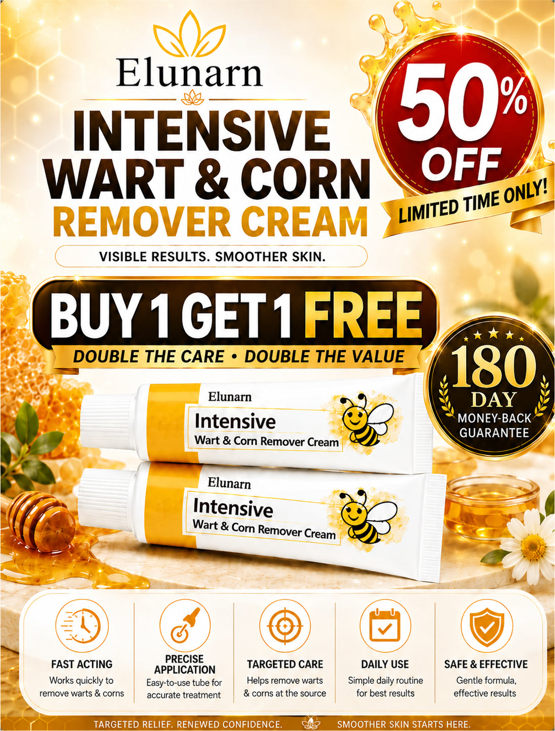 ELUNARN™ Intensive Wart & Corn Remover Cream