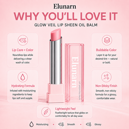 🔥Last Day Buy 1 Get 1 Free|Elunarn GLOW VEIL LIP SHEEN OIL BALM